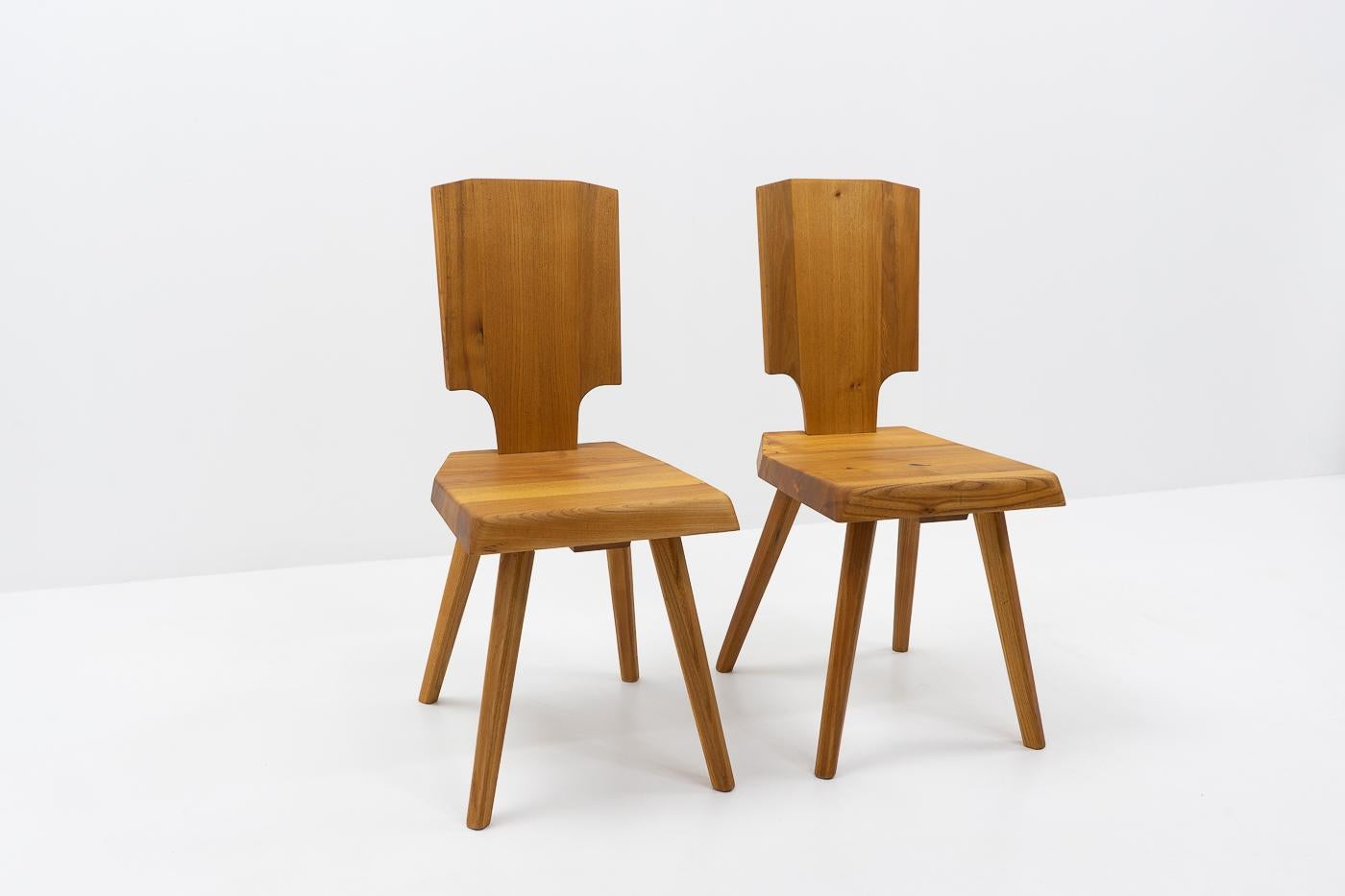 Französische Vintage-Stühle von Pierre Chapo S28 aus französischer Ulme, 1980er Jahre (Ende des 20. Jahrhunderts) im Angebot