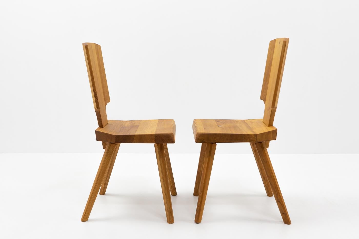 French Vintage Pierre Chapo S28 Chairs in French Elm, 1980s For Sale 1