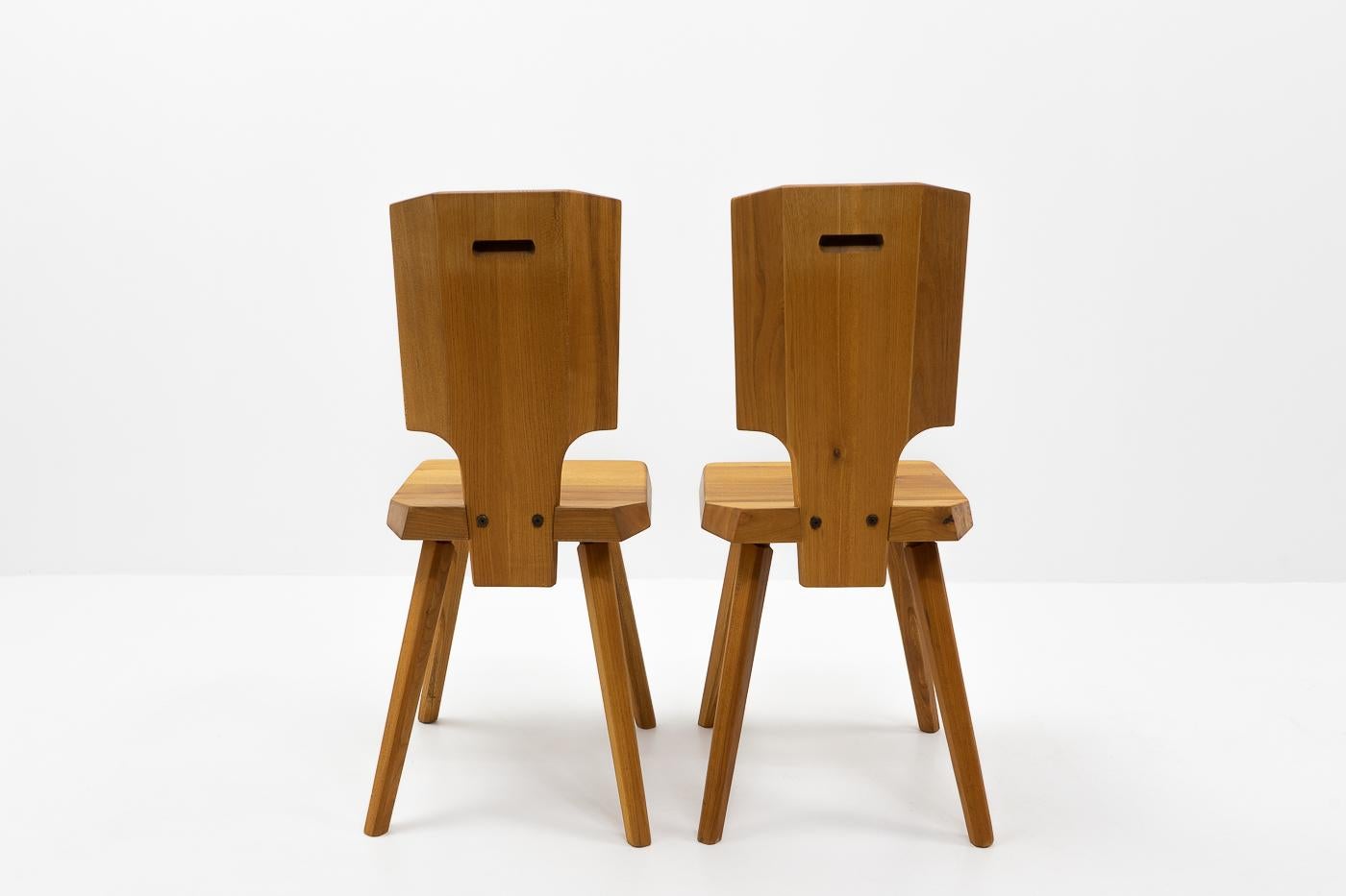 French Vintage Pierre Chapo S28 Chairs in French Elm, 1980s For Sale 2