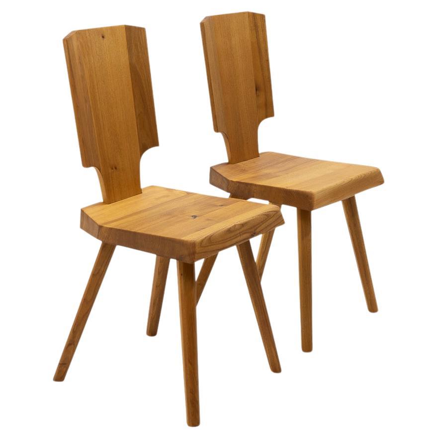 French Vintage Pierre Chapo S28 Chairs in French Elm, 1980s For Sale