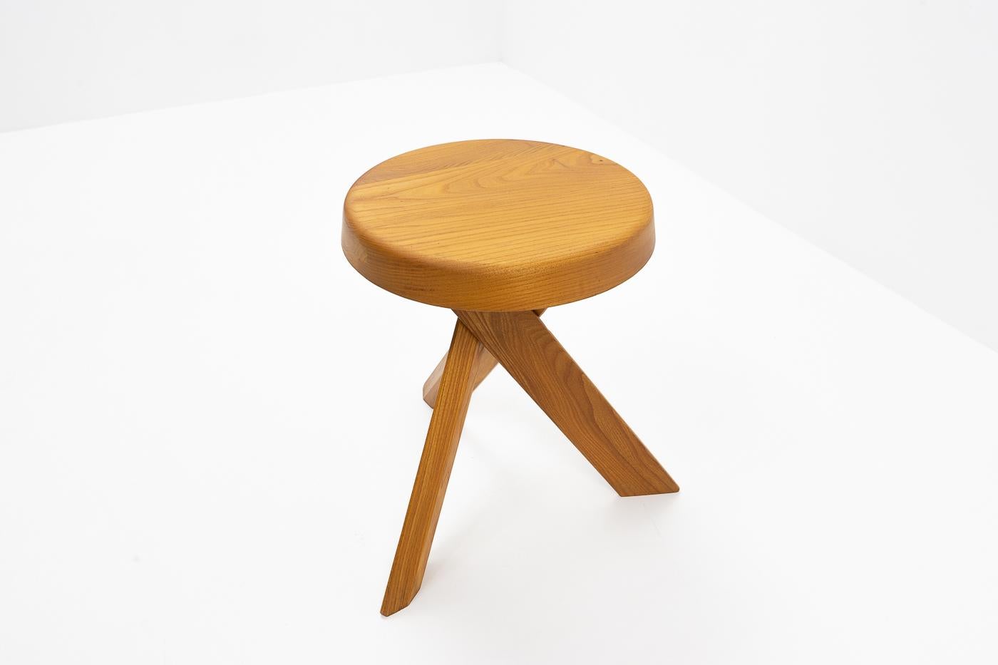 Mid-Century Modern Original French Vintage Pierre Chapo, S31 Stool in Elm, 1980s For Sale