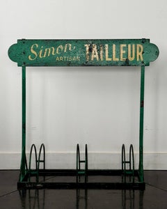 French Vintage Bike stand With Advertising Sign