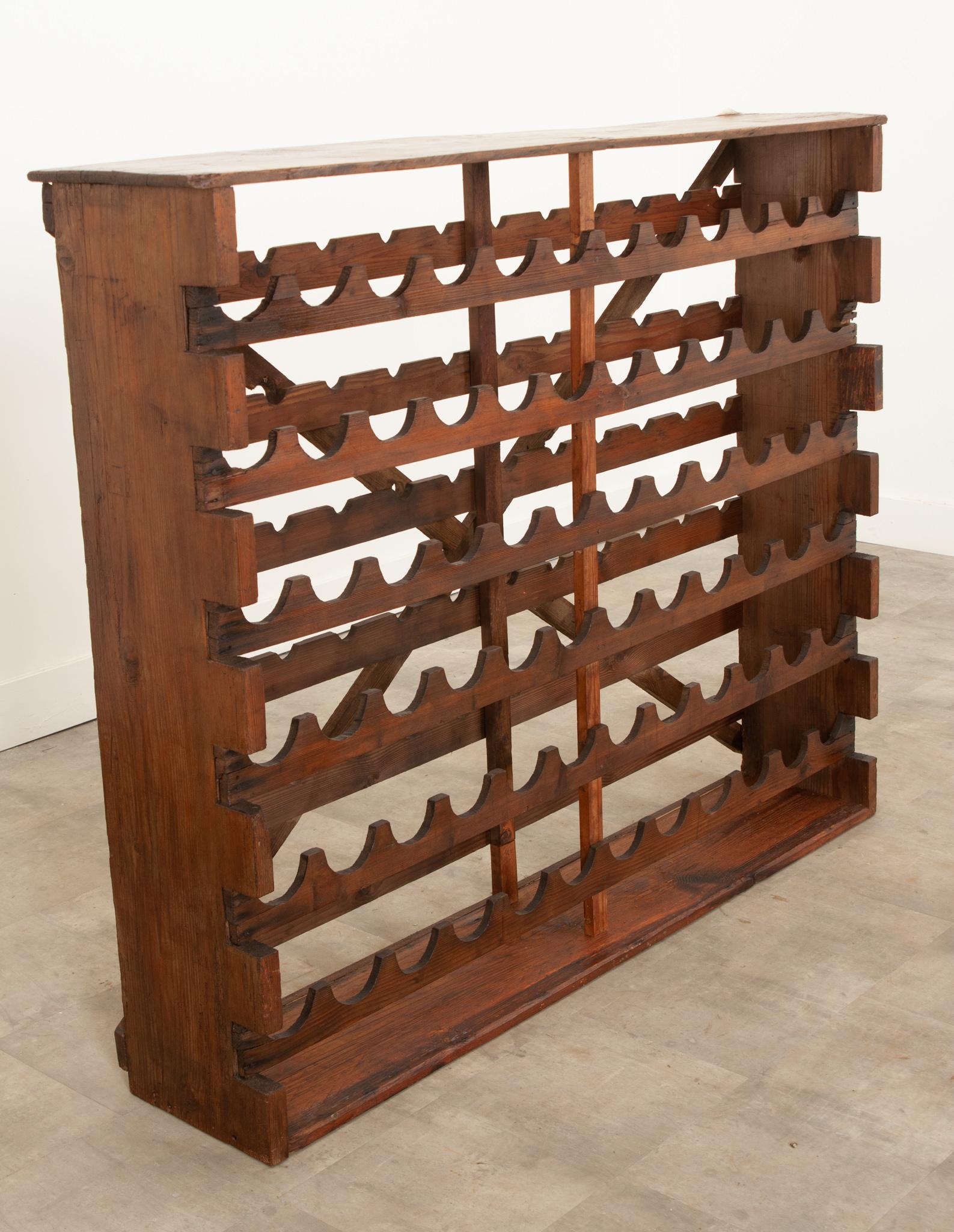 French Vintage Pine Wine Rack For Sale 4