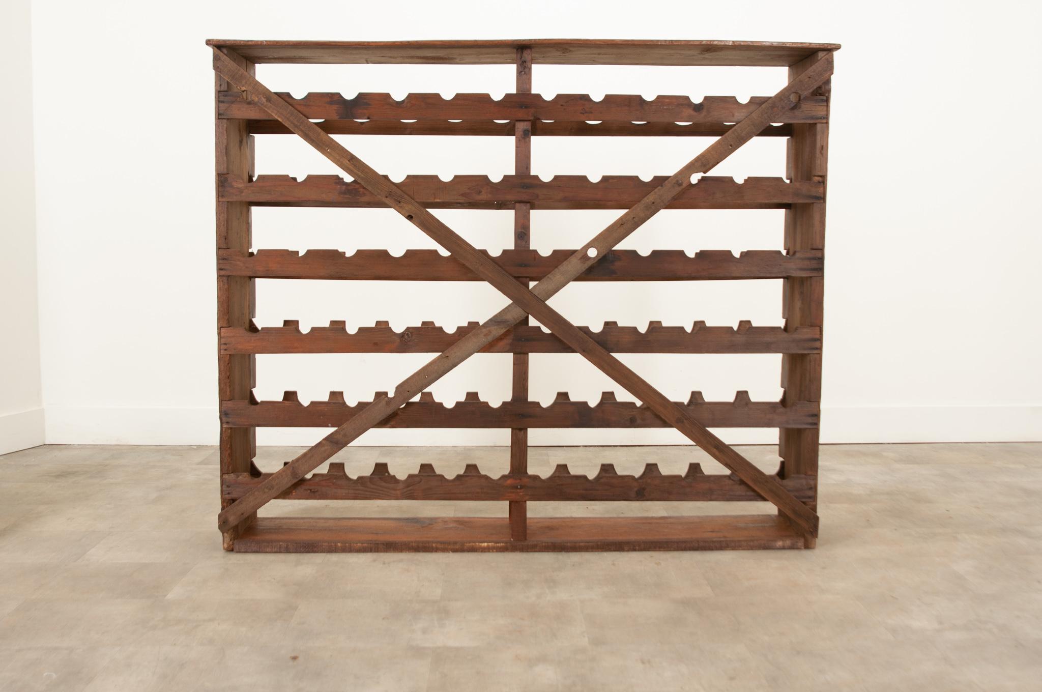 French Vintage Pine Wine Rack For Sale 6