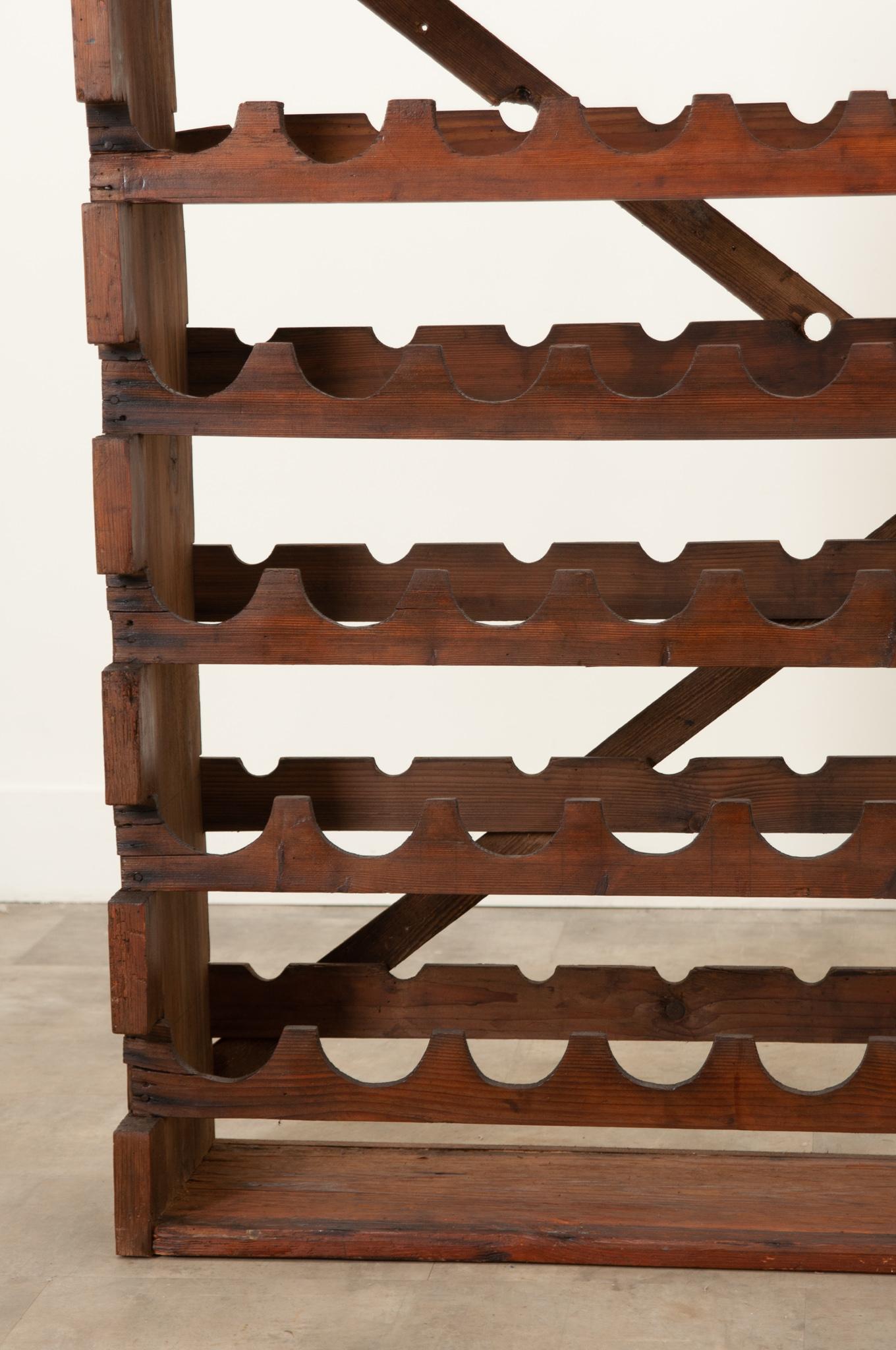 French Vintage Pine Wine Rack In Good Condition For Sale In Baton Rouge, LA