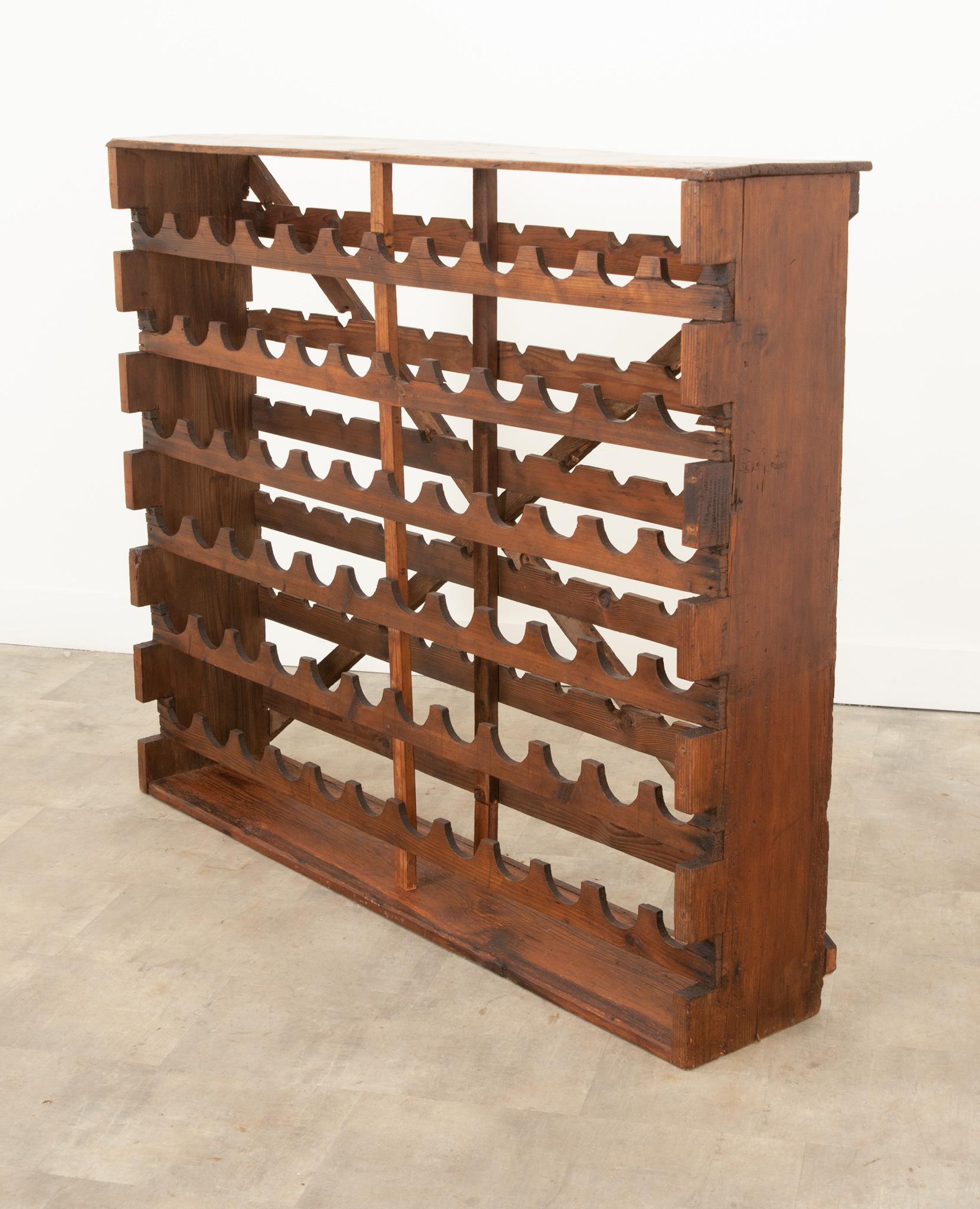 French Vintage Pine Wine Rack For Sale 2