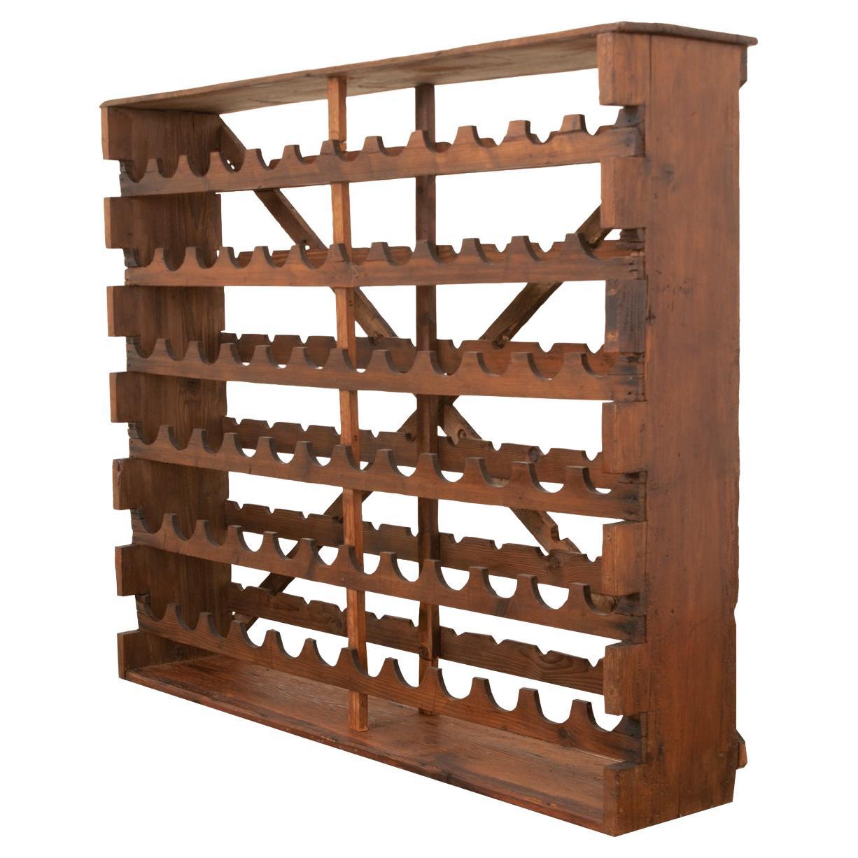 French Vintage Pine Wine Rack For Sale