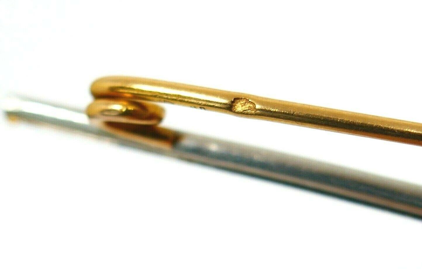 French Vintage Platinum Yellow Gold Riffle Pin Brooch 1