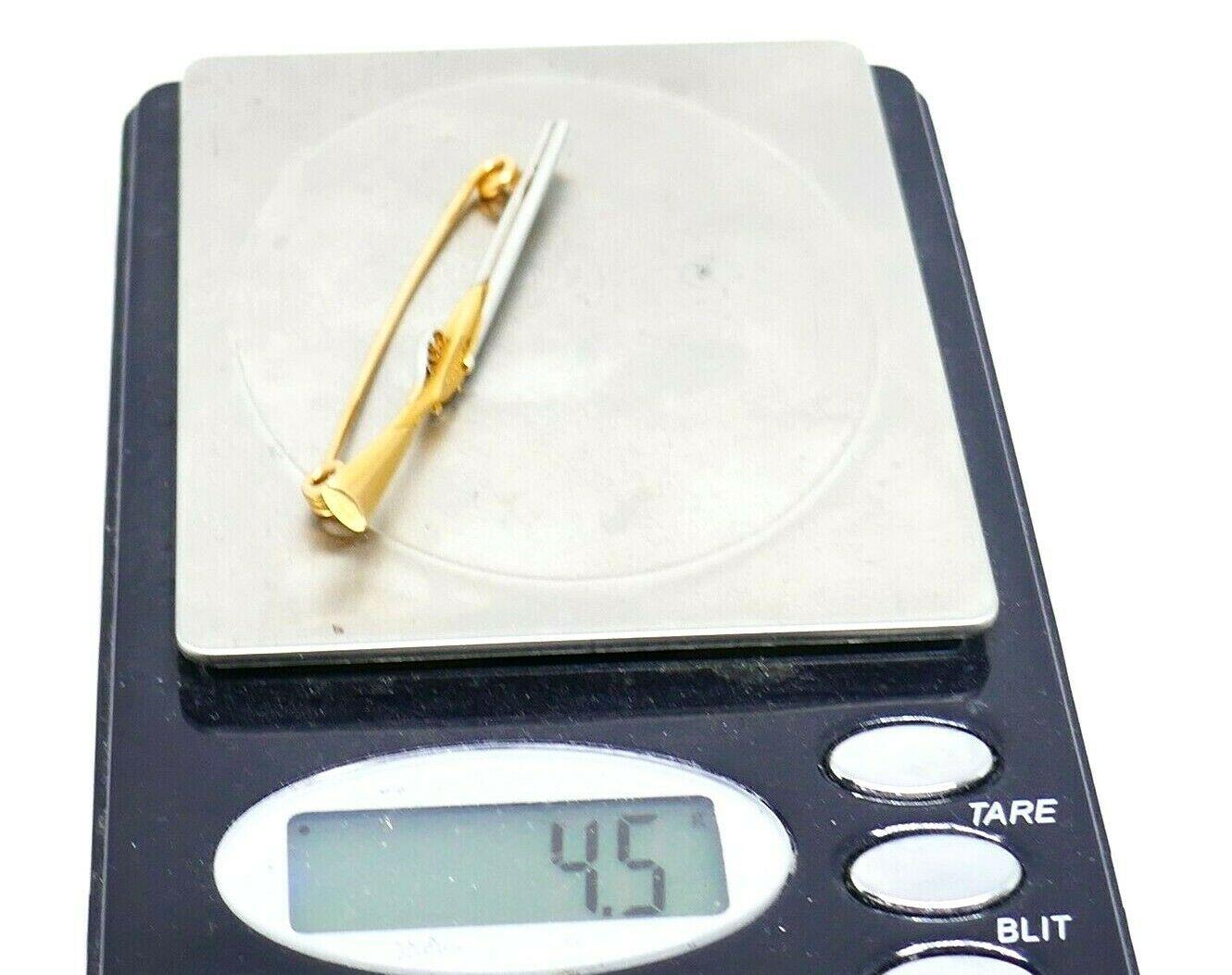 French Vintage Platinum Yellow Gold Riffle Pin Brooch 3