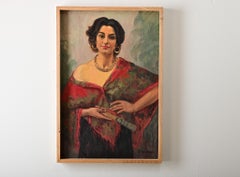 French Vintage Portrait of a Flamenco Dancer, Signed Tondreau