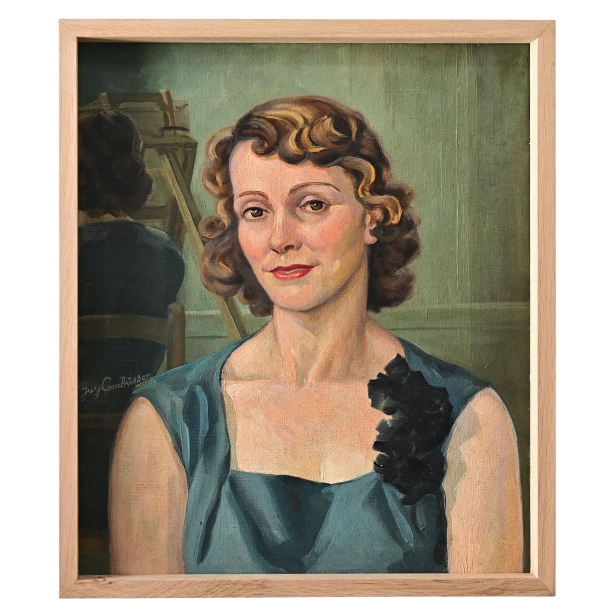 Retrato Vintage Francés Firmado Combrisson