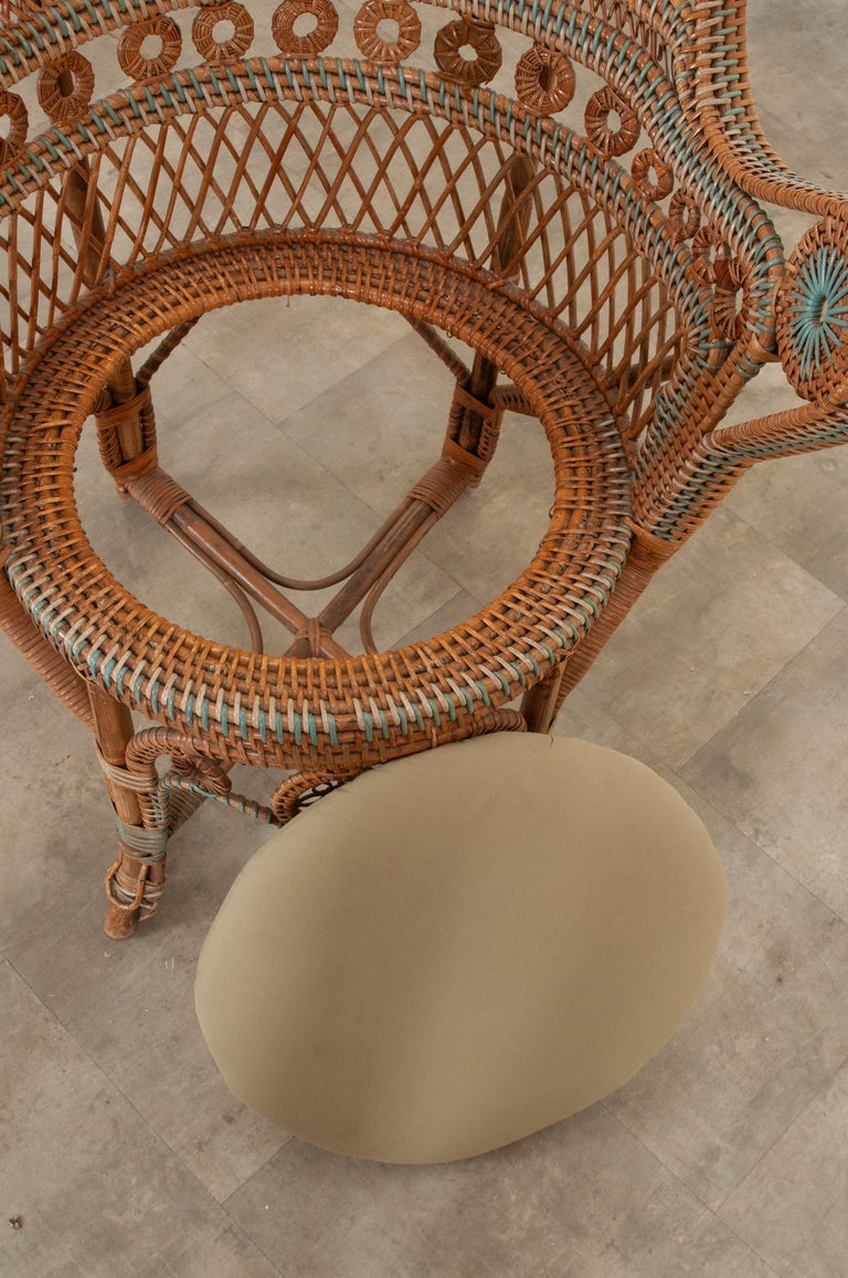 French Vintage Rattan Arm Chair at 1stDibs