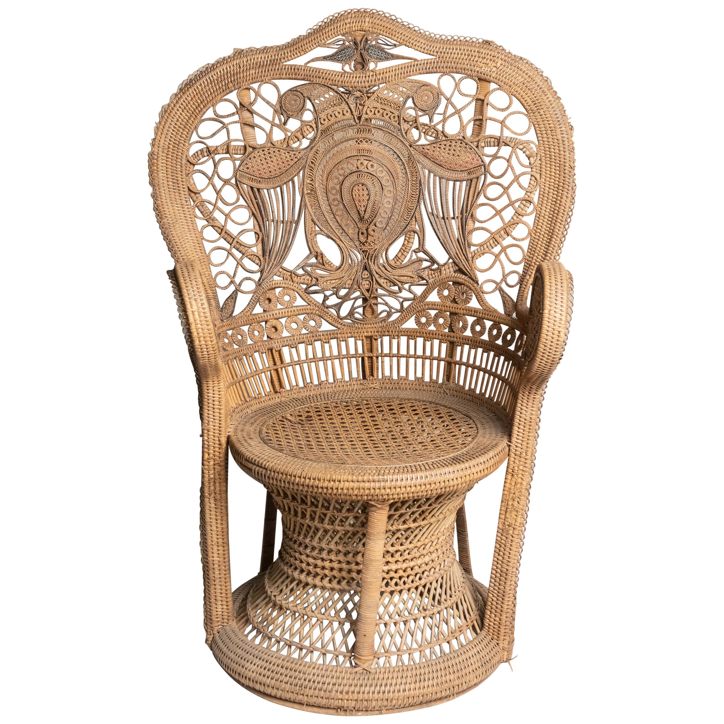 Französischer Vintage-Sessel „Emmanuelle“ aus Rattan