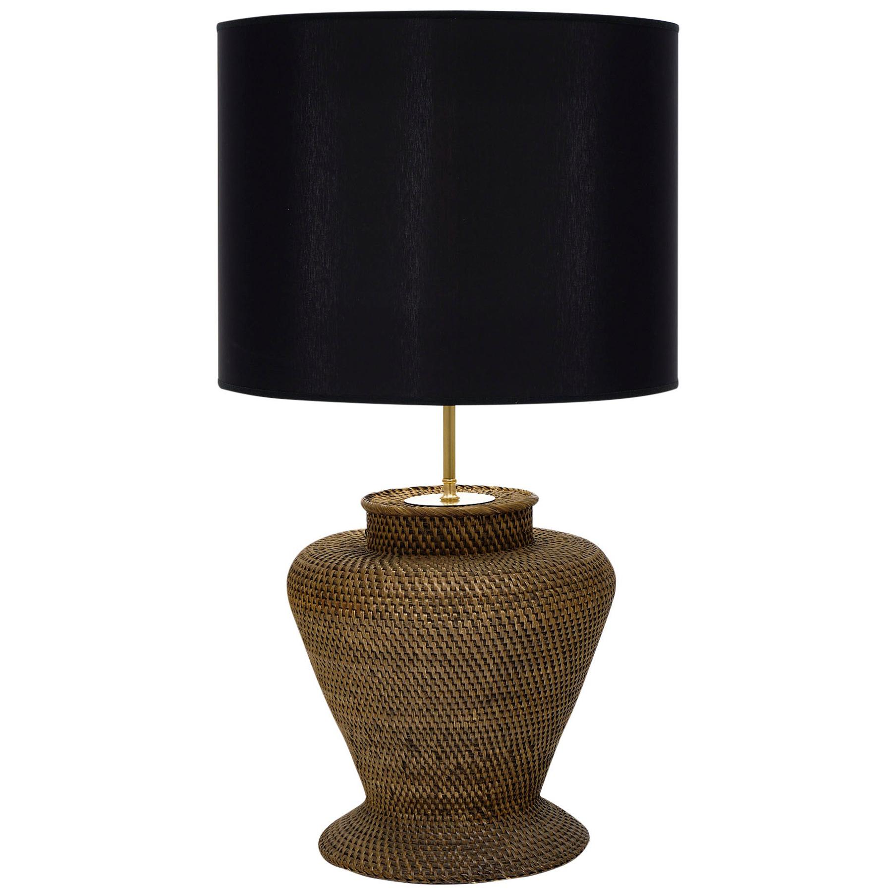 French Vintage Rattan Table Lamp