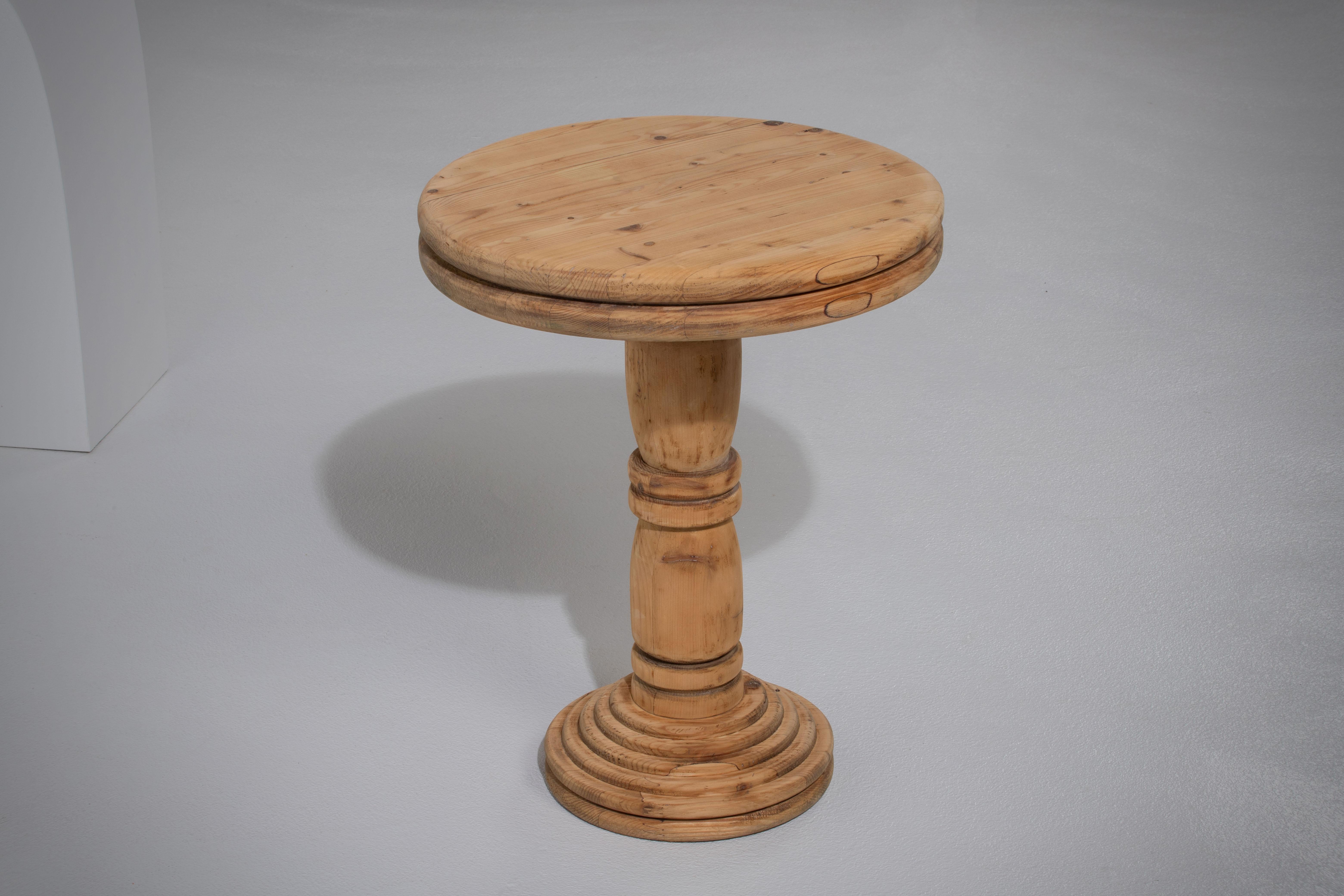Art Deco French Vintage Raw Pine Pedestal For Sale