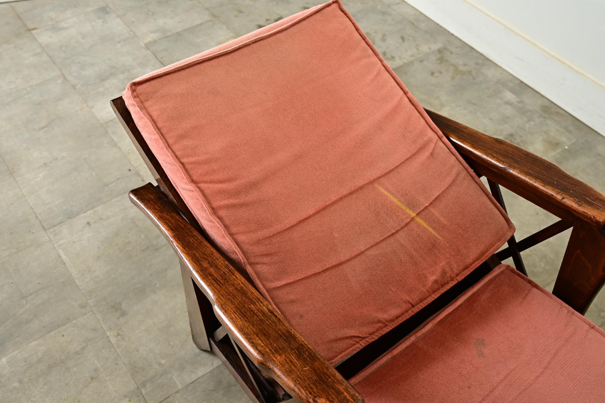 French Vintage Reclining Armchair & Ottoman For Sale 6