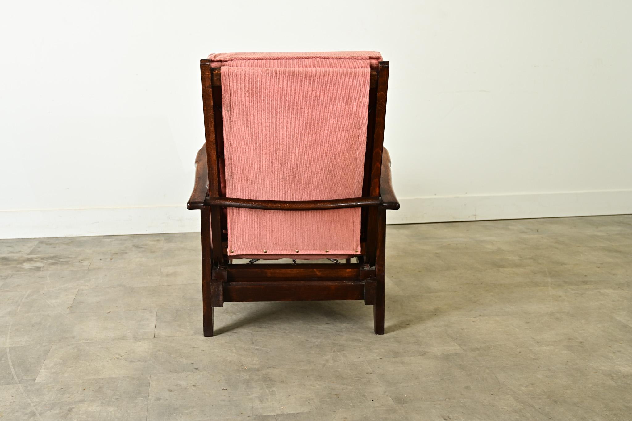 French Vintage Reclining Armchair & Ottoman For Sale 11