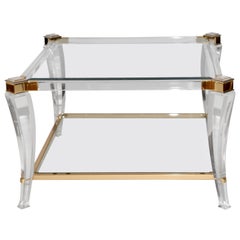 French Vintage Regency Lucite and Glass Coffee Table