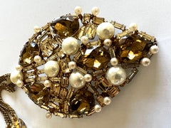 French Vintage Roger Scemama  Jeweled Pearl Brooch/Pendant Necklace