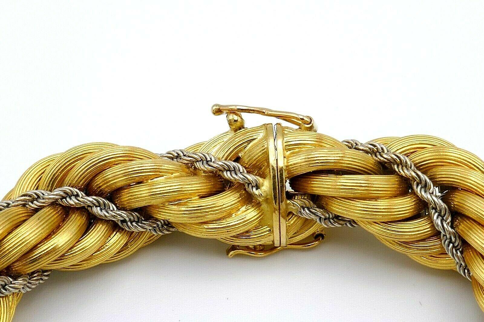 Vintage Rope Chain Two-Tone Gold Bracelet In Excellent Condition In Beverly Hills, CA