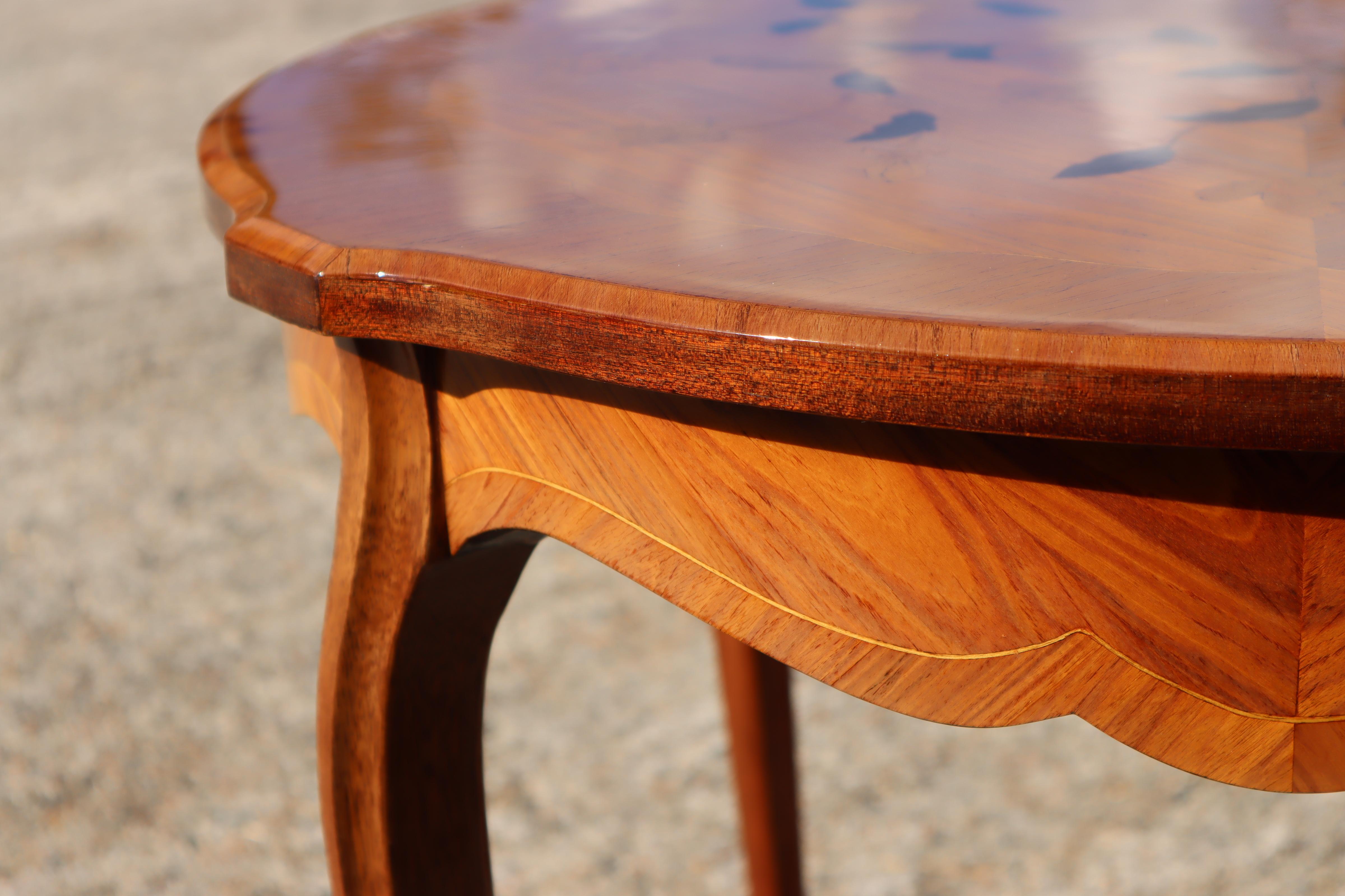 French Vintage Rosewood Inlaid Marquetry Coffee Table, Lounge Table-70s ...