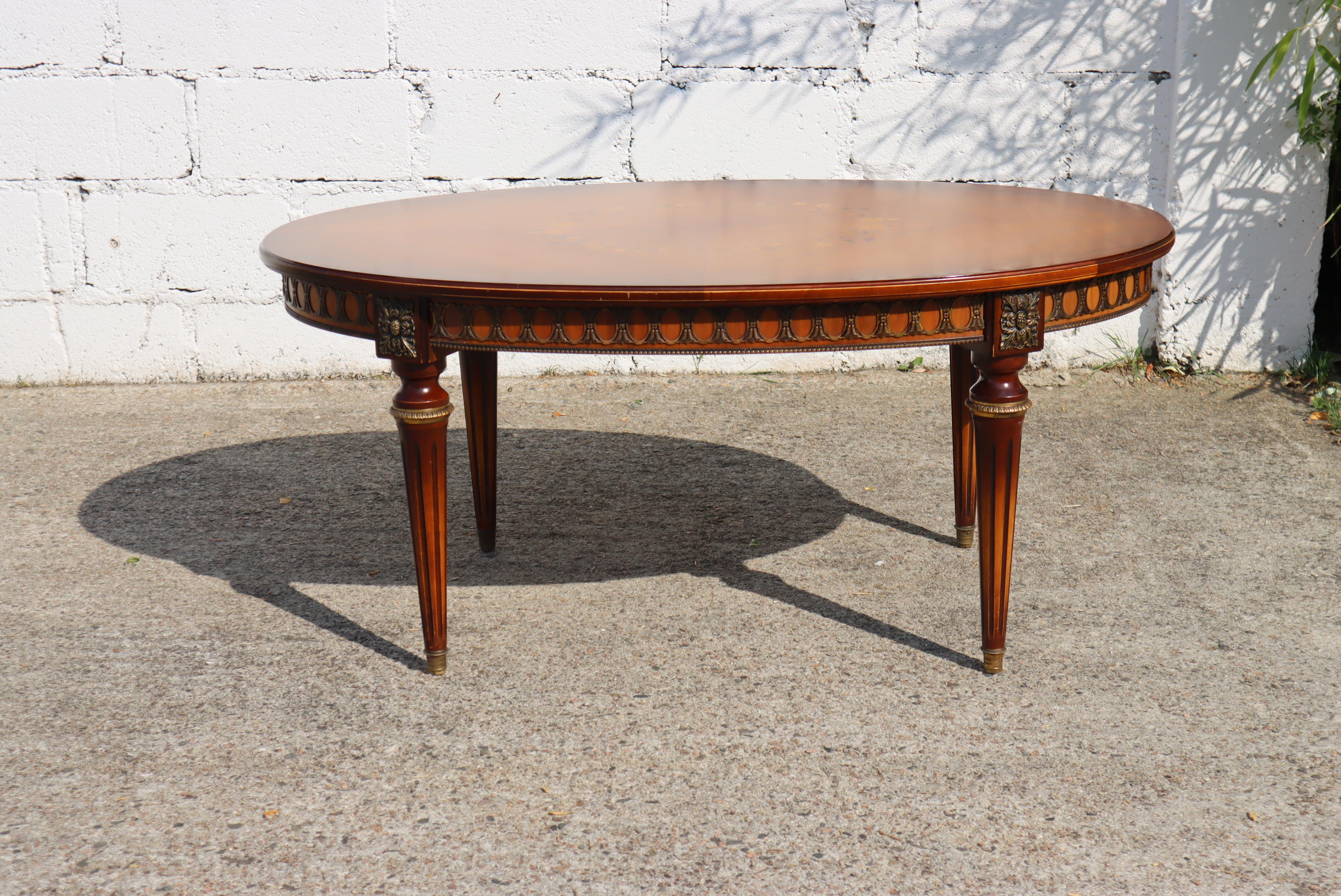 Marquetry French Vintage Rosewood Marqueterie Coffee Table-Glass Cover-by JP EHALT-70s