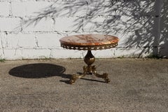 French Vintage round Marble & Brass Coffee Table-Cocktail Table-Lounge Table-70s