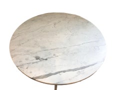 French Vintage Round Painted Bistro Kitchen Table with Marble Top