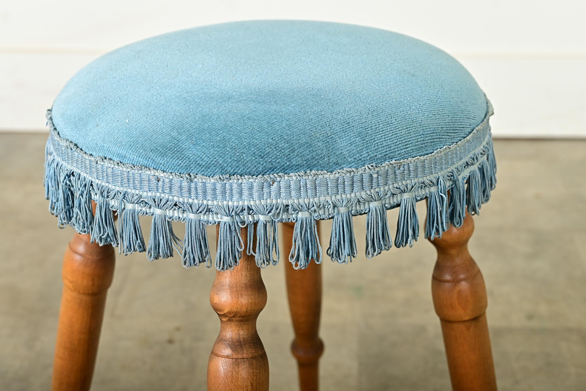 Other French Vintage Round Tassel Stool For Sale