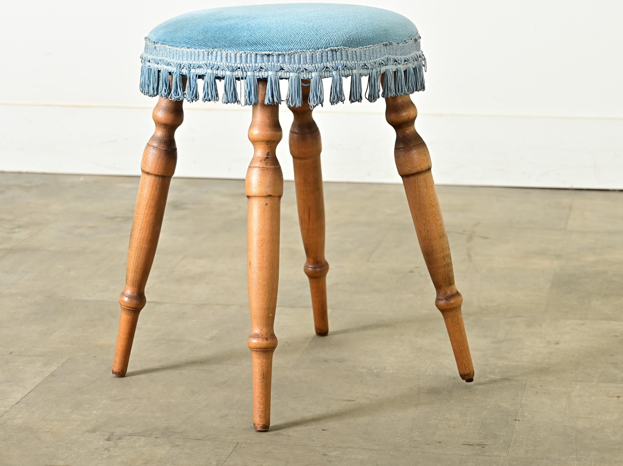 20th Century French Vintage Round Tassel Stool For Sale