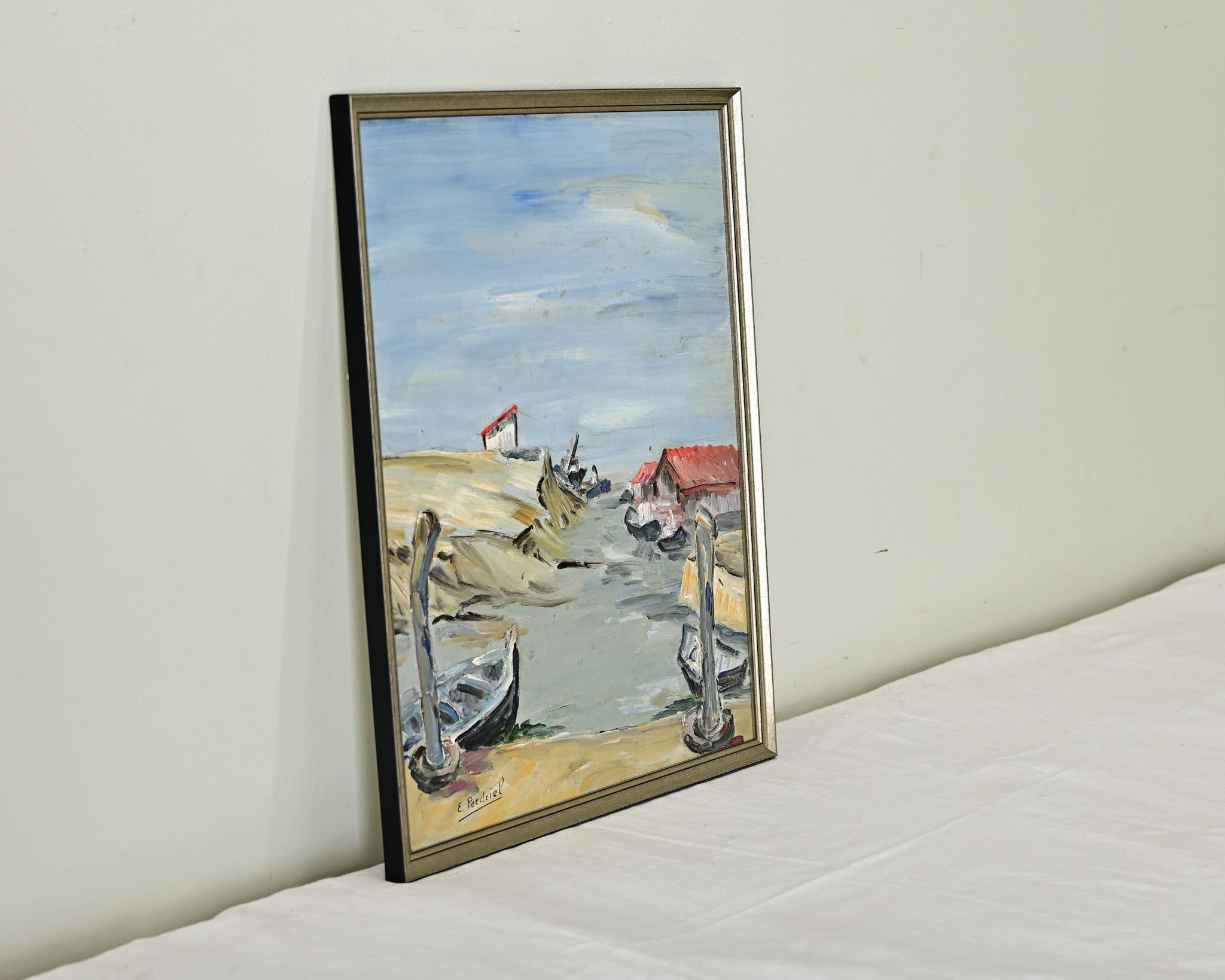 20th Century French Vintage Seaside Oil Painting For Sale