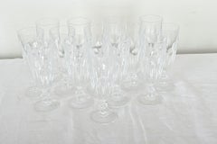 French Vintage Set of 14 Cut Glass Champagne Flutes