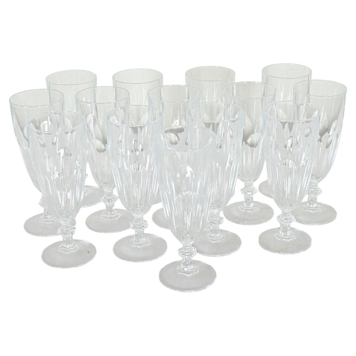 Set di 14 flûte da champagne in vetro tagliato francese Vintage By