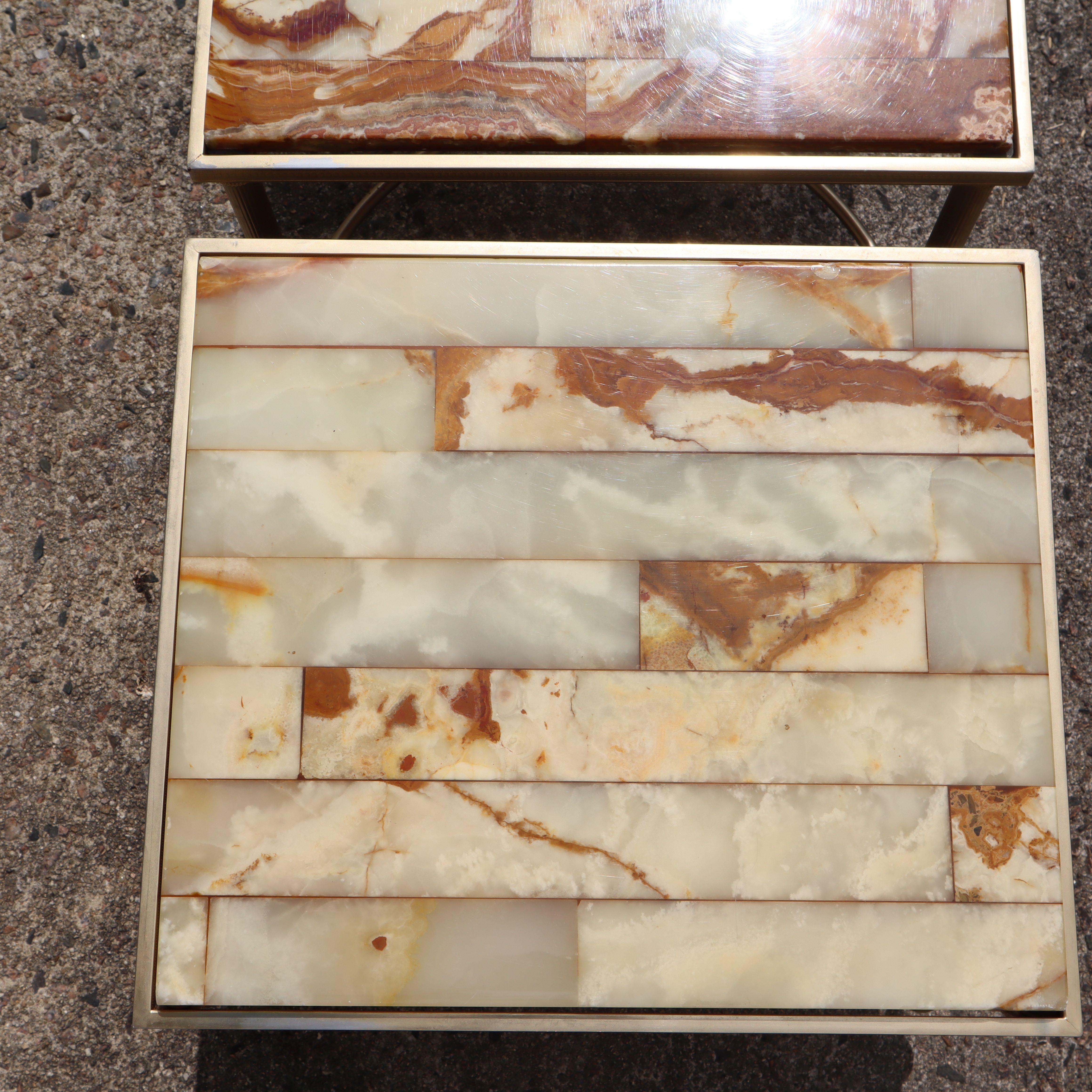 French Vintage Set of 2 Onyx - Side Tables - Nightstands -Maison Jansen Style-70 For Sale 3