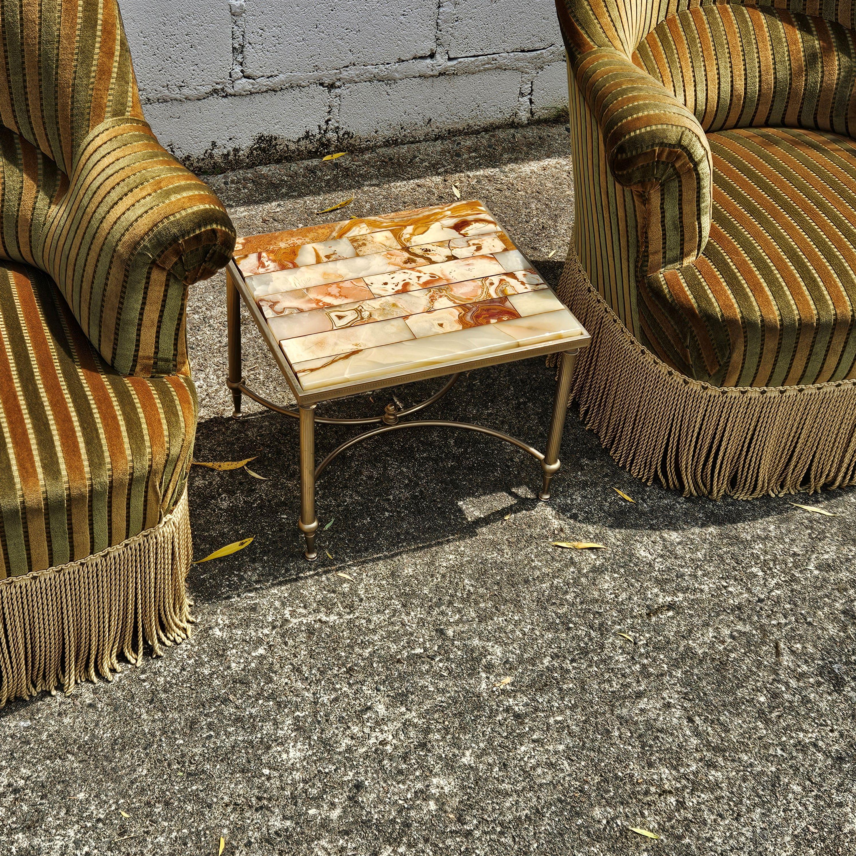 French Vintage Set of 2 Onyx - Side Tables - Nightstands -Maison Jansen Style-70 For Sale 8