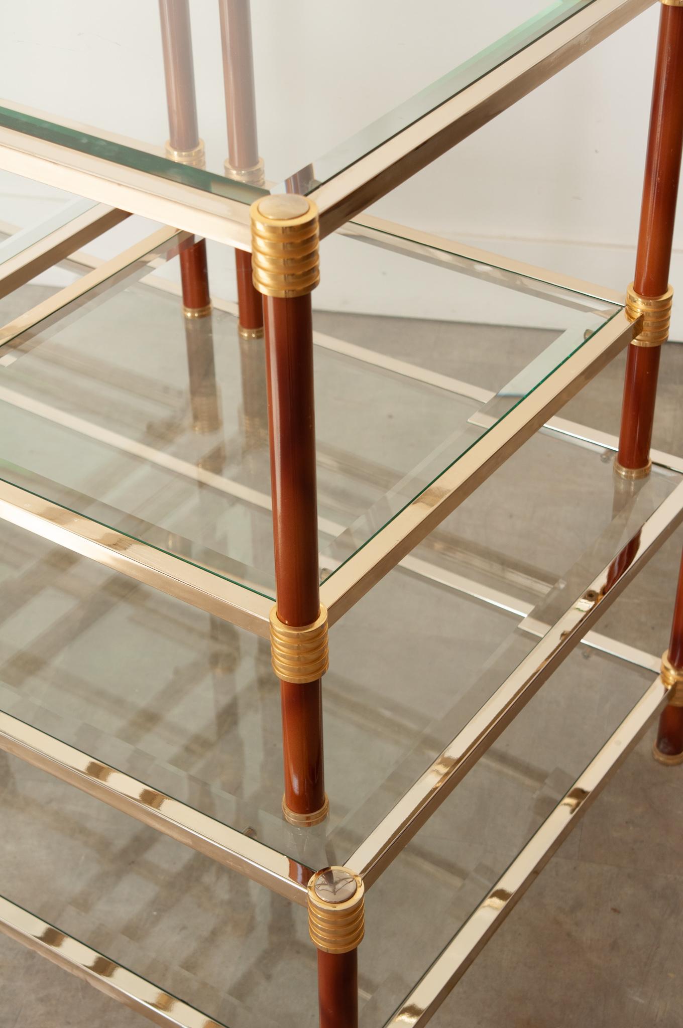 French Vintage Set of Brass and Glass Tables For Sale 11