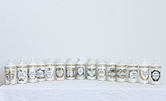 French Vintage Set of Fifteen Porcelain Limoges Pharmacy Jars