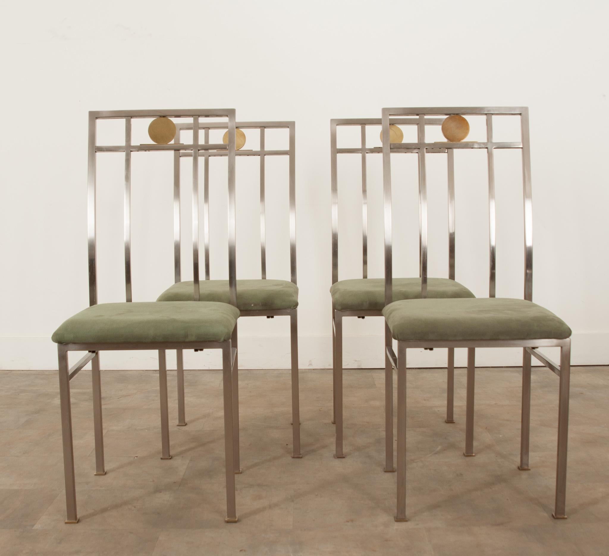 Art déco Ensemble de quatre chaises vintage françaises de style mi-siècle moderne en vente