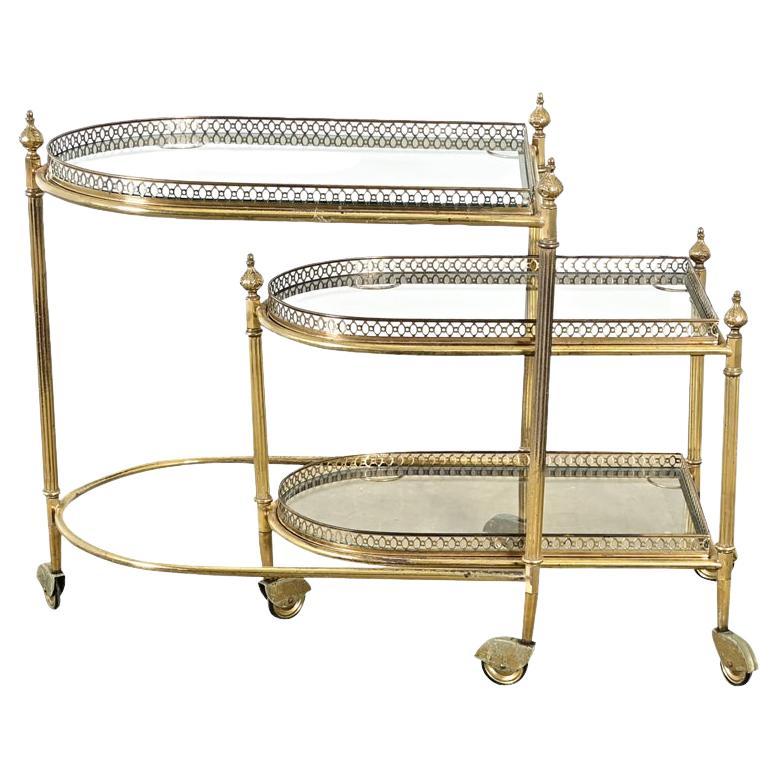 Ensemble de chariots gigognes en laiton et verre