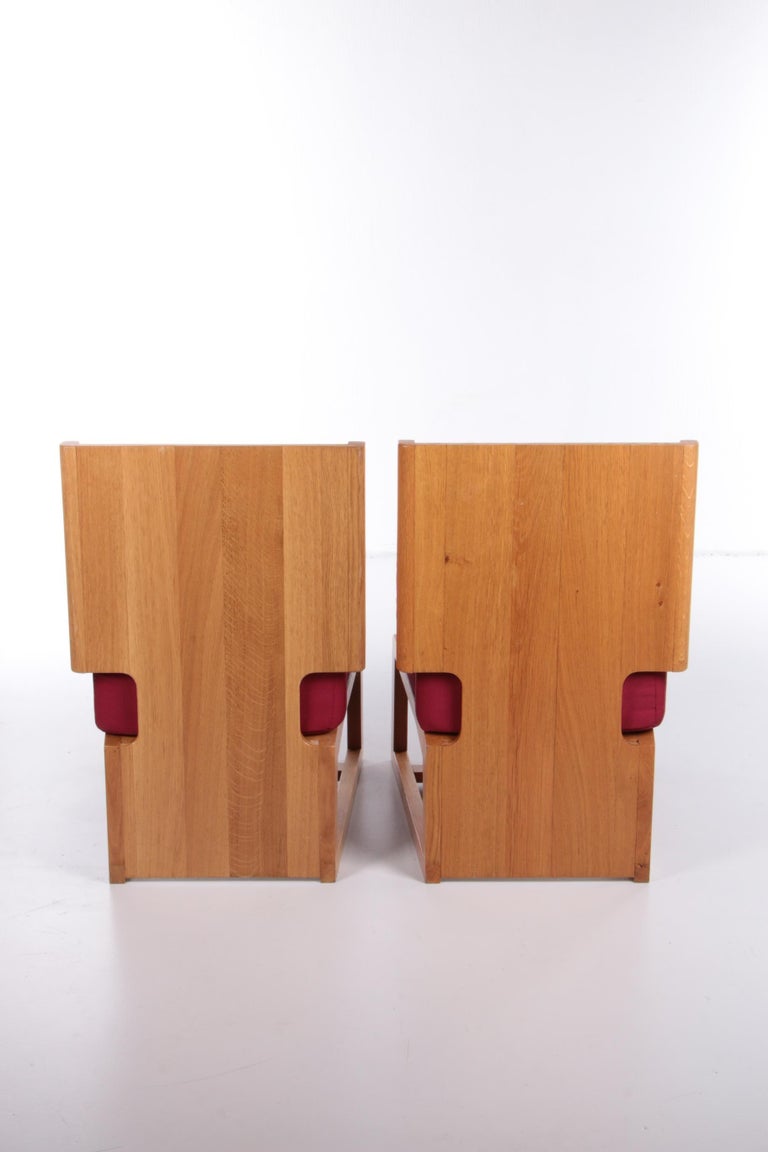20th Century French Vintage Set of Oak Designer Chairs, 1970s For Sale