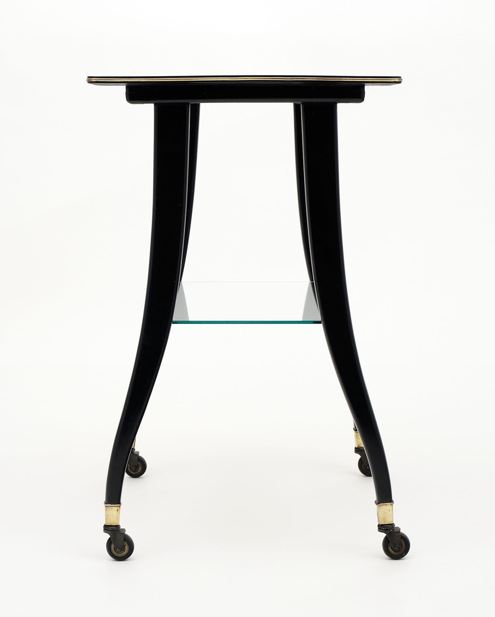 French Vintage Side Table on Casters 1