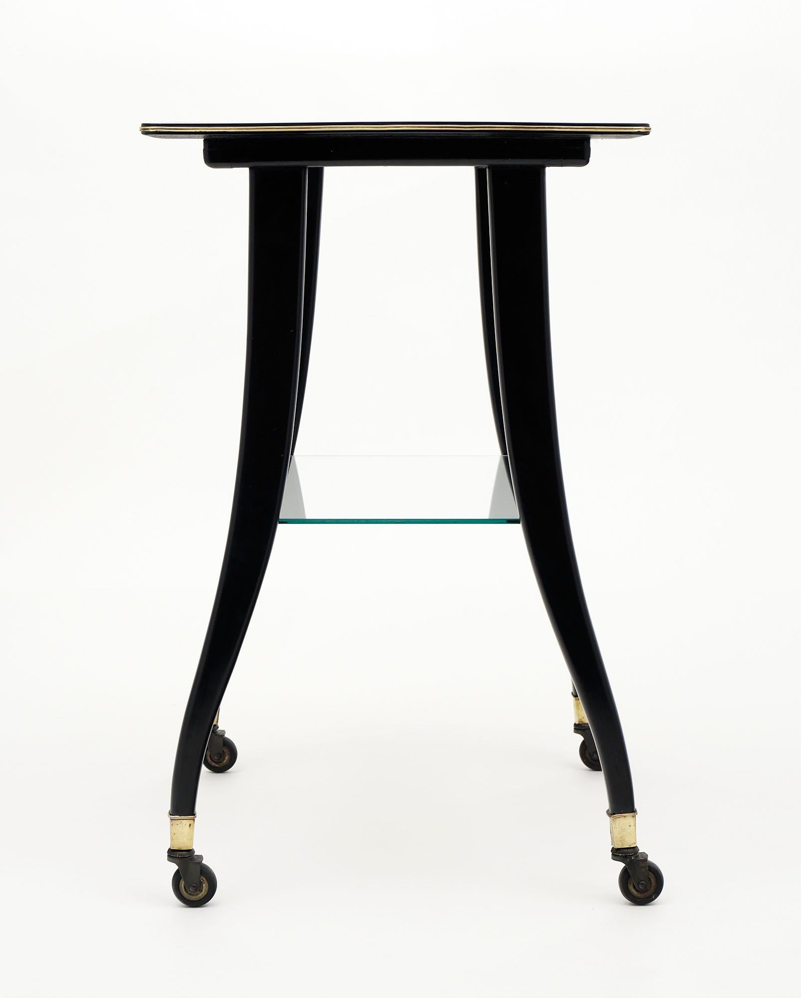French Vintage Side Table on Casters For Sale 1