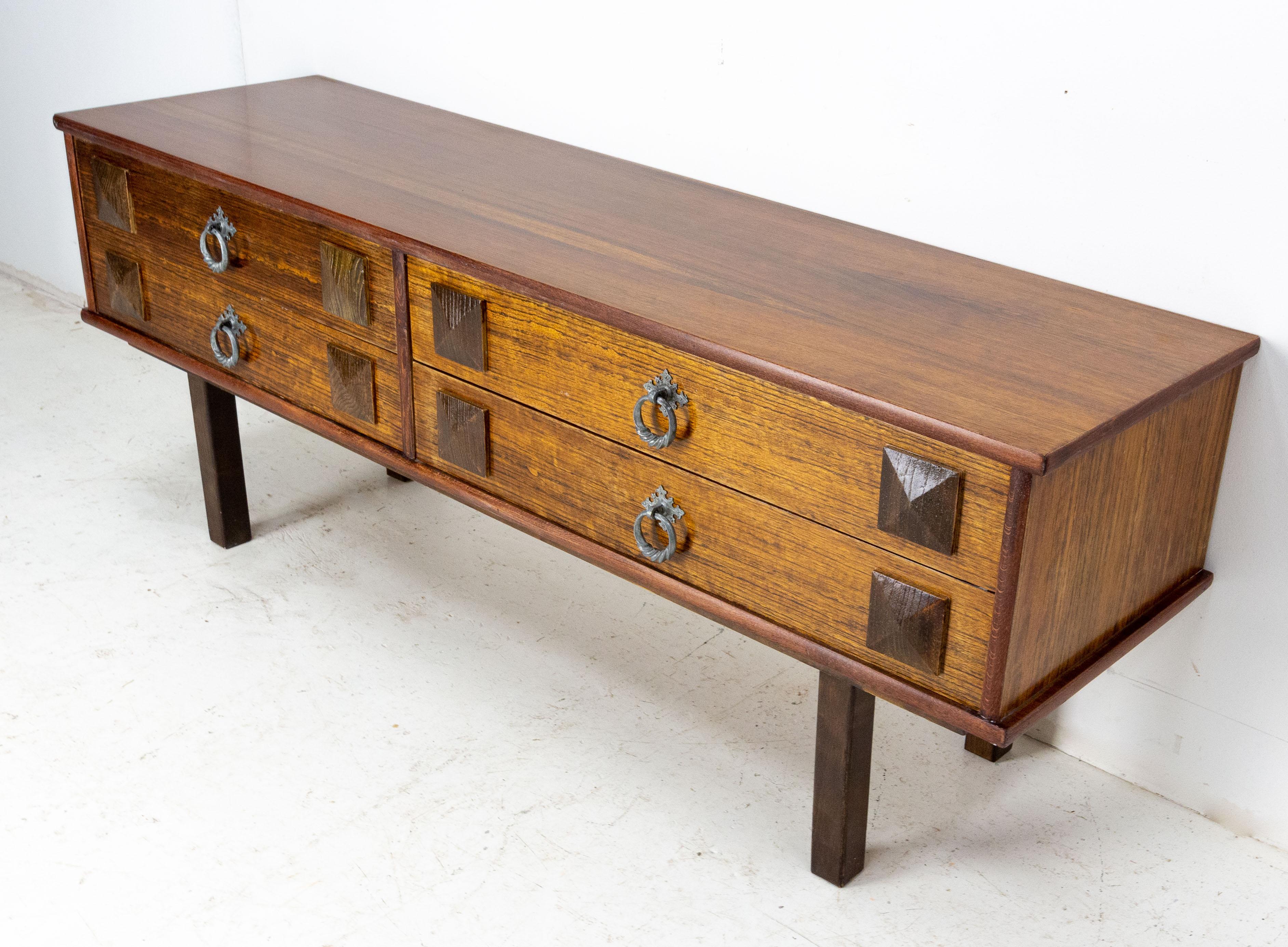 Mid-20th Century French Vintage Side Table or Console Table with Four Drawers, circa 1960 For Sale