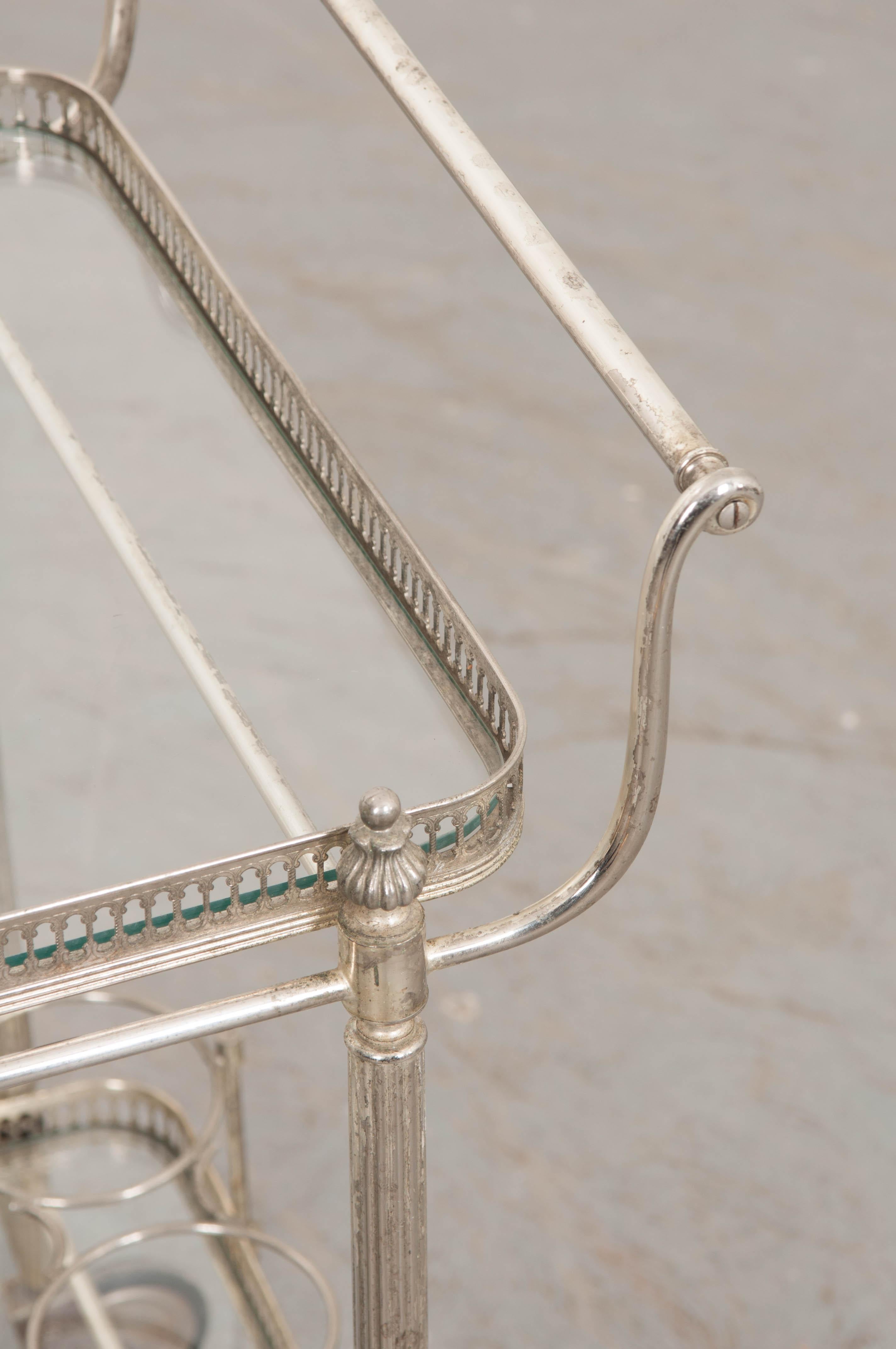 French Vintage Silver Bar Cart at 1stDibs