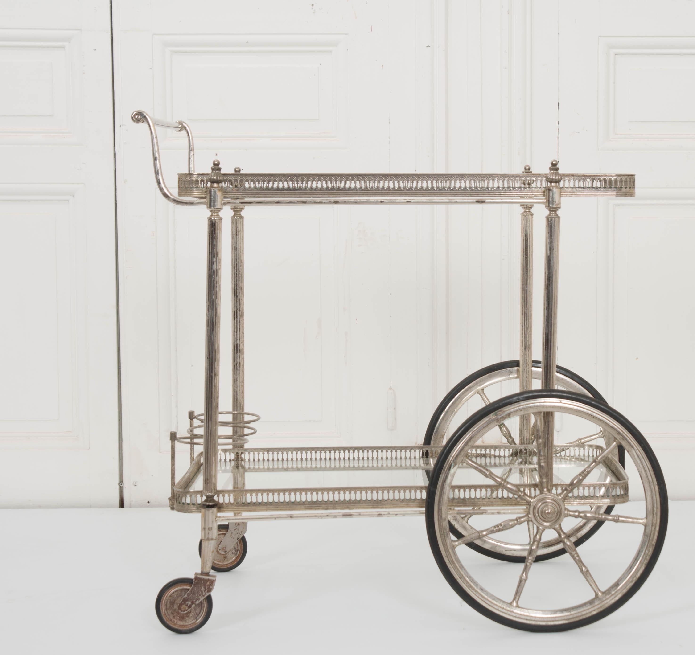 French Vintage Silver Bar Cart at 1stDibs