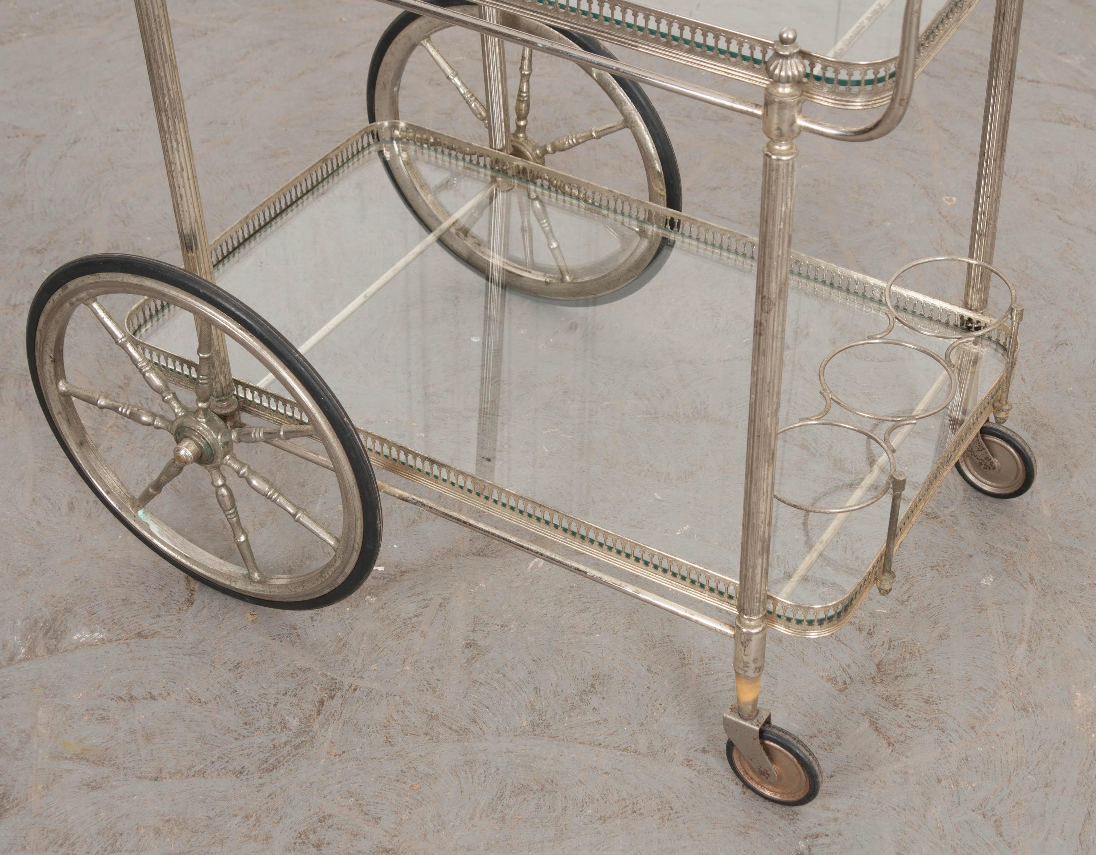 French Vintage Silver Bar Cart at 1stDibs