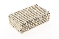 French Vintage Silver Plate Bamboo Design Hinged Small Box Desk Accessory