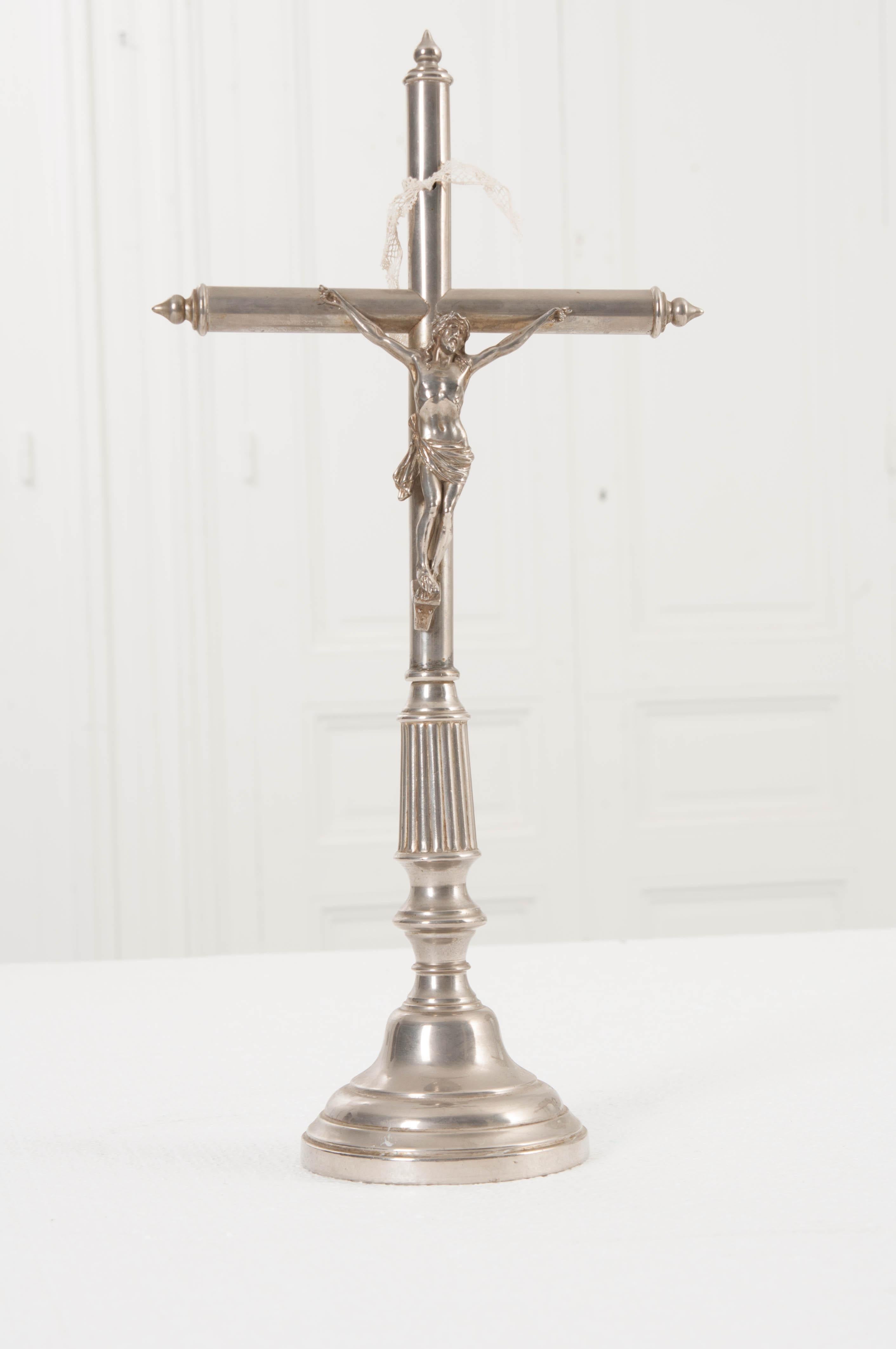 French Vintage Silver Plate Crucifix 3