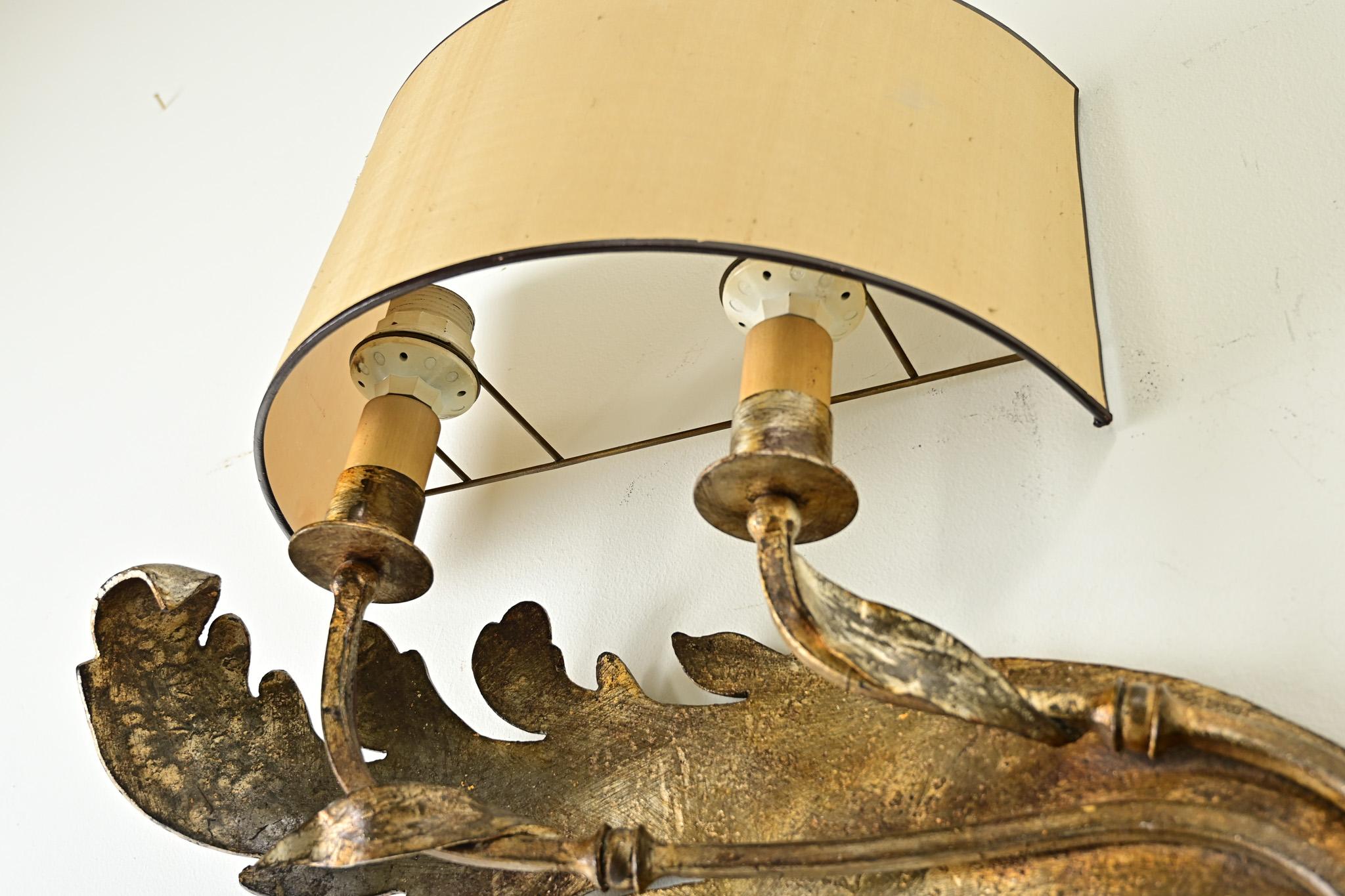 Einzelne französische Vintage-Bronze-Leuchte 2