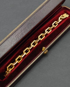French vintage solid gold beveled bracelet in 18k gold